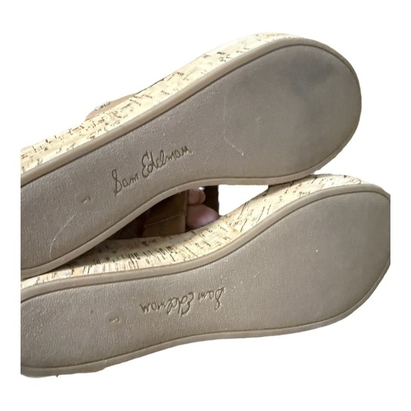 SAM EDELMAN Rydell Cork-wedge Leather Sandals, Brown In Saddle Brown Leather 8 - Picture 5 of 6
